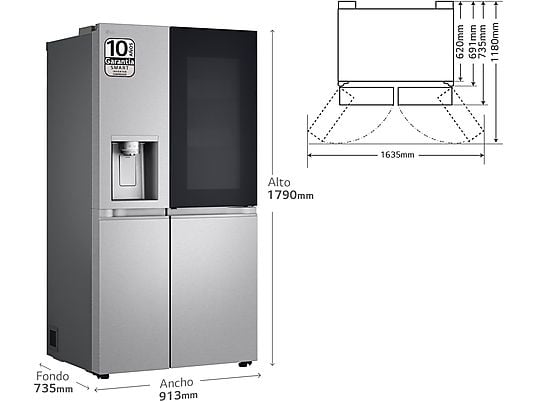 LG InstaView GSXE90MBAD – Refrigerador Side - Imagen 4