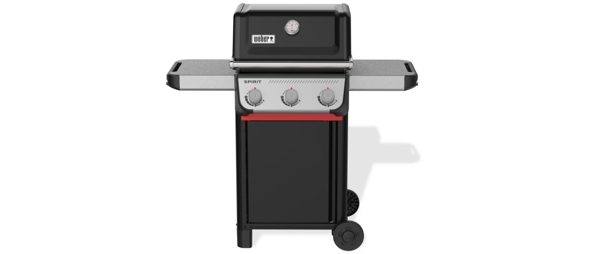 Barbacoa de gas WEBER Spirit E-310 negra de 3 quemadores sobre carrito de 52×45 cm.