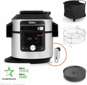 Olla multifunción NINJA Foodi Max OL750EU, gris/negro, 7,5 L, 14 modos de cocción, incluyendo freidora de aire.