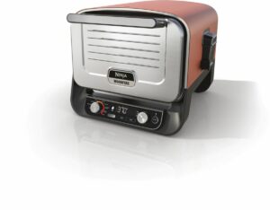 Horno eléctrico para pizza NINJA Woodfire OO101EU de acero inoxidable naranja, 1 pizza de 30 cm, 15 min de precalentamiento, hasta 370 °C.