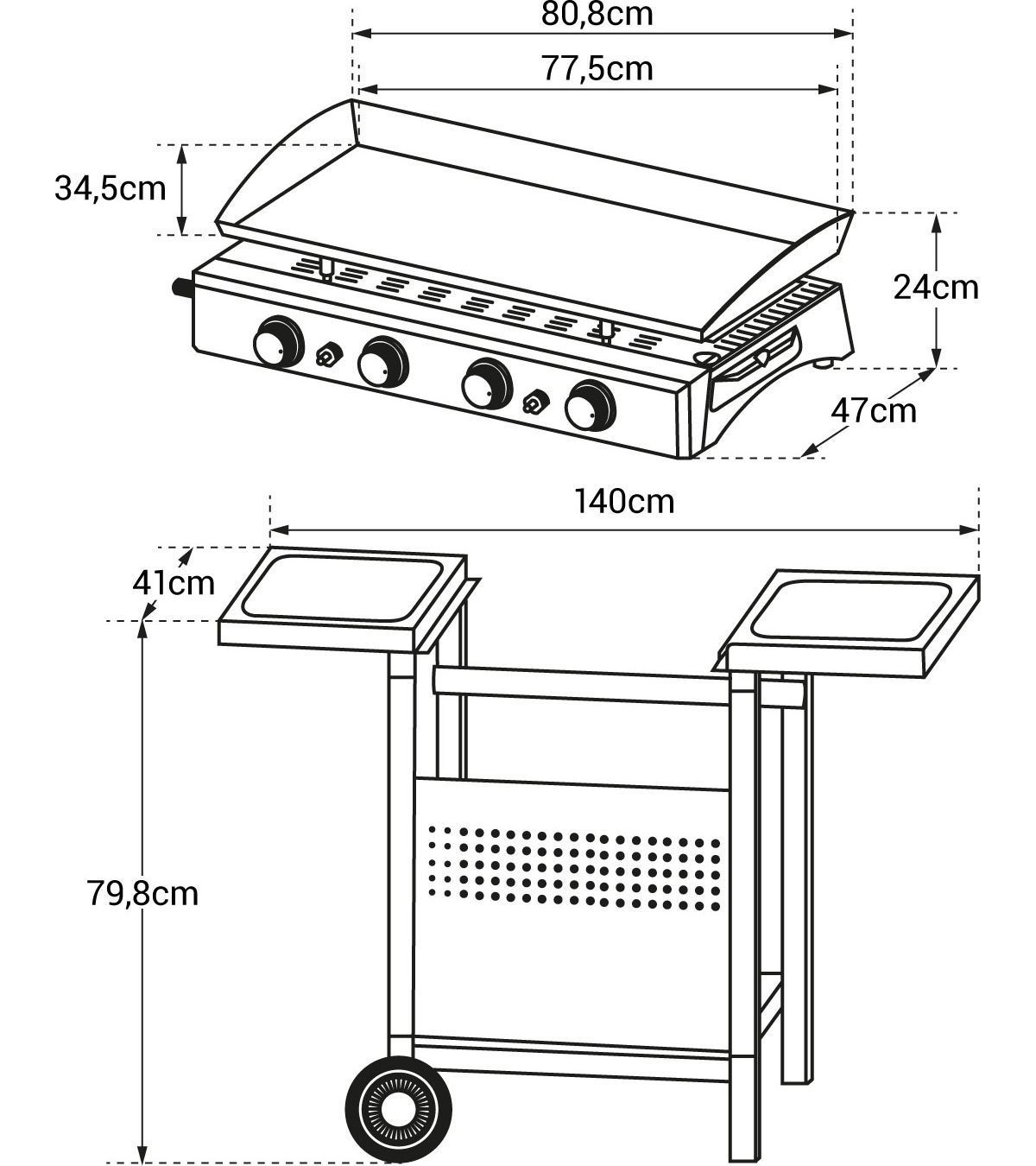 Plancha de gas HAPPY GARDEN, plancha de gas VALENCIA – 4 quemadores, 10 kW - Imagen 4