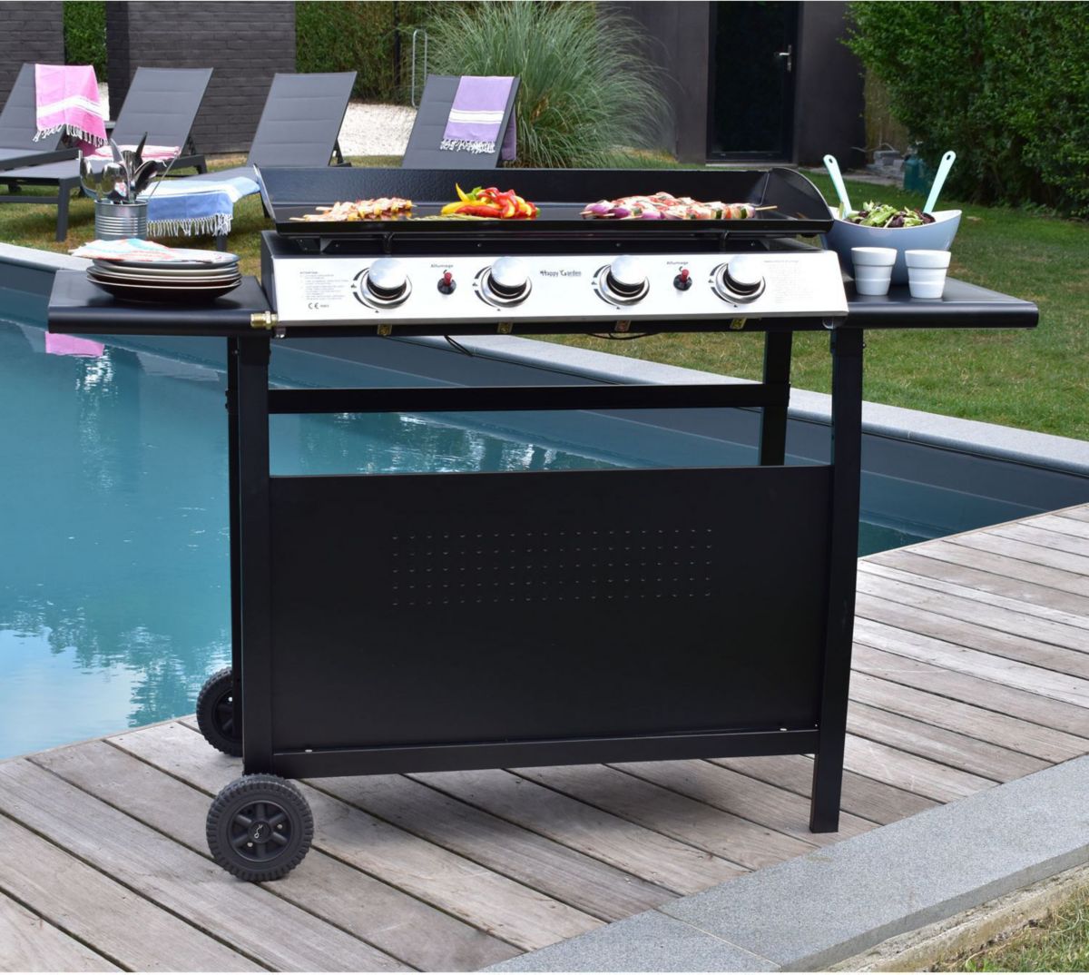 Plancha de gas HAPPY GARDEN, plancha de gas VALENCIA – 4 quemadores, 10 kW - Imagen 5