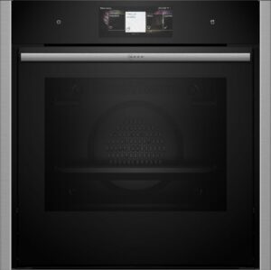 Horno empotrable NEFF B64VT73N0 serie N90 con función de vapor y puerta corredera.