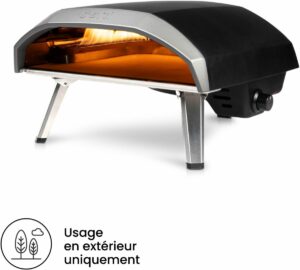 Horno de pizza de gas negro OONI Koda 16, pizza de 40 cm, precalentamiento de 20 minutos, de 155 a 500 °C.