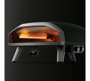 Horno de gas para pizza OONI Koda 2 Max negro, para 2 pizzas de 60 cm, precalentamiento de 30 minutos, rango de temperatura de 100 a 500 °C, termostato digital.