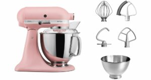 5413184601676_h_f_l_0-1.jpg Batidora de pie KitchenAid 5KSM175PSEDR, rosa empolvado, 4,8 L, bol con asa + bol de 3 L, batidor flexible y tapa.