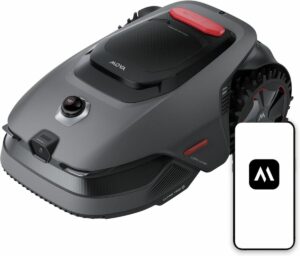 Cortacésped robótico MOVA Lidax 800, con cable perimetral inalámbrico, apto para áreas de hasta 800 m², altura de corte ajustable hasta 10 cm.