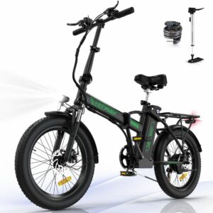 Bicicleta eléctrica plegable HITWAY 36V12Ah 20*3.0″ ebike Negro-Verde