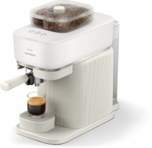 8720389044892_h_f_l_0-1.jpg Cafetera espresso PHILIPS Baristina BAR320/00, automática, con depósito de agua de doble compartimento, color blanco.