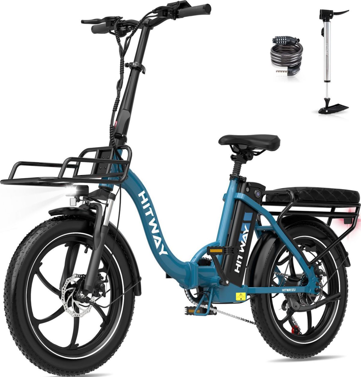 Bicicleta eléctrica plegable HITWAY de 20 pulgadas (36 V 15,6 Ah, azul)